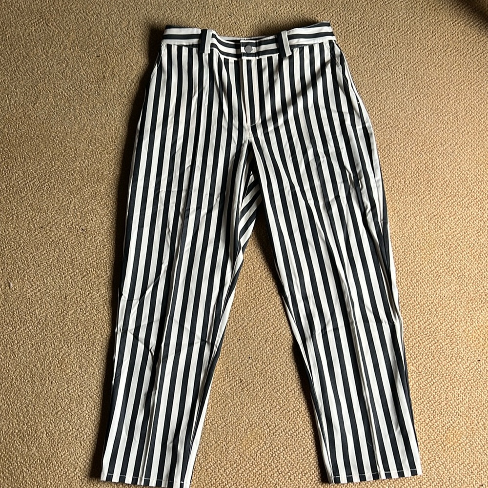 NWOT BLDWN Black and Cream Striped Pants.